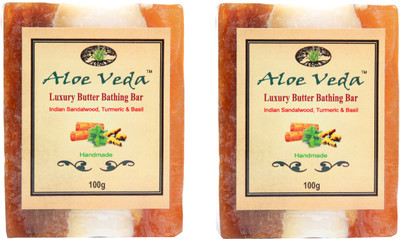 

Aloe Veda Luxury Butter Bathing Bar - Sandalwood & Turmeric - Pack of 2(200 g, Pack of 2)