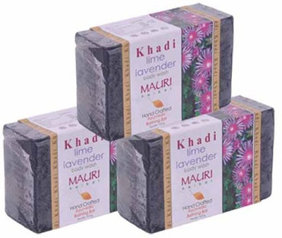 

Khadi Mauri Lime-Lavender Soap - Pack of 3 - Premium Handcafted Herbal(375 g, Pack of 3)