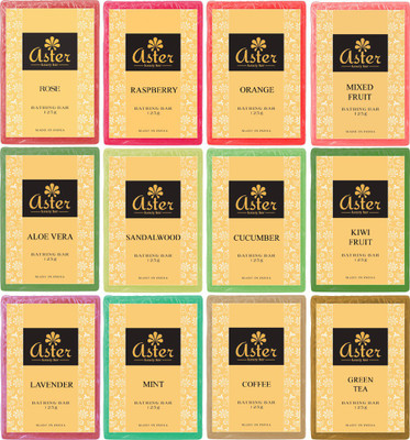 

Aster Luxury Handmade Premium Bathing Soaps - Family Pack Of 12(1400 g, Pack of 12)