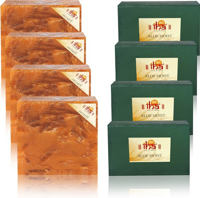 

IHA Ayurvedic Aloe Moist & Honey Soap Pack of 8 Herbal Natural(900 g, Pack of 8)