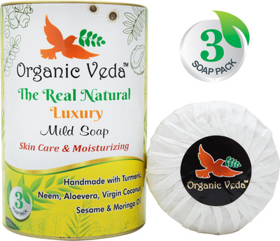 

Organic Veda The Real Natural Luxury Mild Soap - Skin Care & Moisturizing(100 g, Pack of 3)