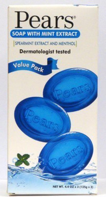 

Pears Soap with Mint Extract Bars 3 in a Pack (Pack of 4) 12 Bars Total(125 g)