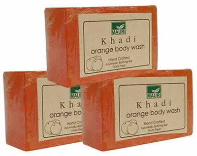 

Khadi Mauri Orange Soap - Pack of 3 - Premium Handcafted Herbal(375 g, Pack of 3)