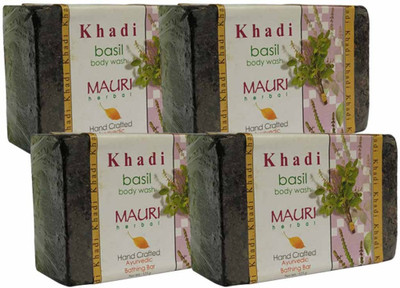 

Khadi Mauri Basil (Tulsi) Soap - Pack of 4 - Premium Handcrafted Herbal(125 g, Pack of 4)
