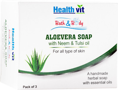 HealthVit Bath & Body Aloevera Soap With Neem & Tulsi Oil - Pack of 3(75 g, Pack of 3)