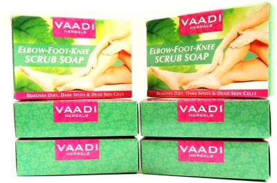 VAADI HERBALS Elbow-Foot-Knee Scrub Soaps with Almond & Walnut Scrub - Pack of 6(6 x 75 g)