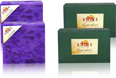 

IHA Ayurvedic Aloe Moist & Lavender Soap Double Pack of 4 Herbal Natural(450 g, Pack of 4)