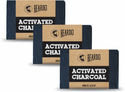 

Beardo ACTIVATED CHARCOAL Brick Soap - 125g (Set of 3)(375 g, Pack of 3)