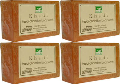 

Khadi Mauri Haldi Chandan Soaps - Pack of 4 - Premium Handcrafted Herbal(125 g, Pack of 4)