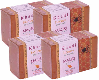 

Khadi Mauri Honey Soap - Pack of 4 - Premium Handcrafted Herbal(500 g, Pack of 4)