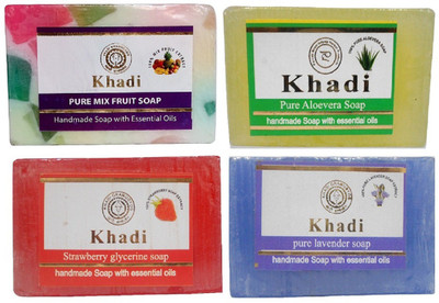 

Khadi Herbal Mix fruit,Alovera,Starwberry, & Lavender soap(500 g, Pack of 4)