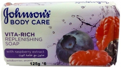

Johnson's Body Care Vita rich Replenishing Soap With Rasberry Extracts ( Pack of 6 )(125 g, Pack of 6)