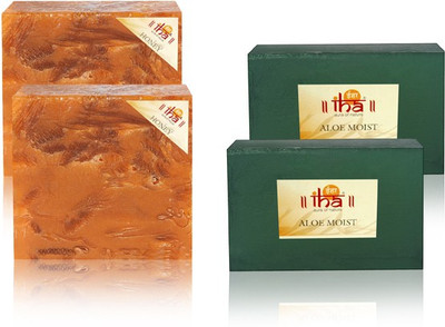 

IHA Ayurvedic Aloe Moist & Honey Soap Double Pack of 4 Herbal Natural(450 g, Pack of 4)