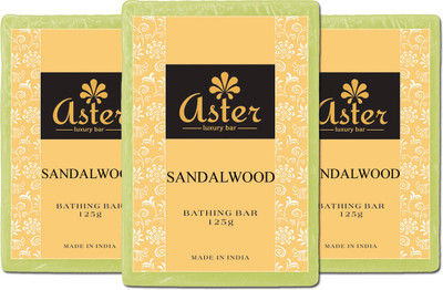 

Aster Luxury Handmade Sandalwood Soap - Pack of 3(375 g, Pack of 3)