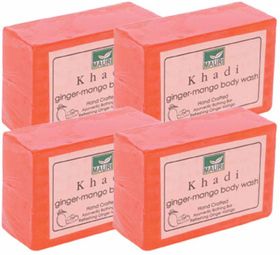 

Khadi Mauri Ginger Mango Soap - Pack Of 4 - Premium Hand Crafted Herbal(500 g, Pack of 4)