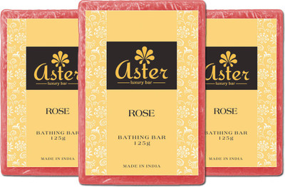 

Aster Luxury Handmade Rose Soap - Pack of 3(375 g, Pack of 3)