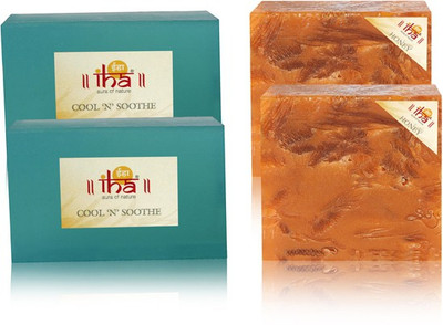 

IHA Ayurvedic Cool N Soothe & Honey Soap Double Pack of 4 Herbal Natural(450 g, Pack of 4)