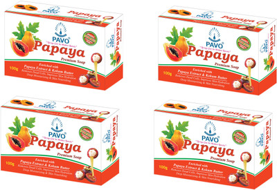 

Pavo Papaya Premium Soap (Pack of 4)(400 g, Pack of 4)