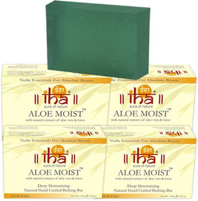 

IHA Ayurvedic Aloe Moist (Aloe Vera) Soap - Pack of 4 - Premium Herbal(400 g, Pack of 4)