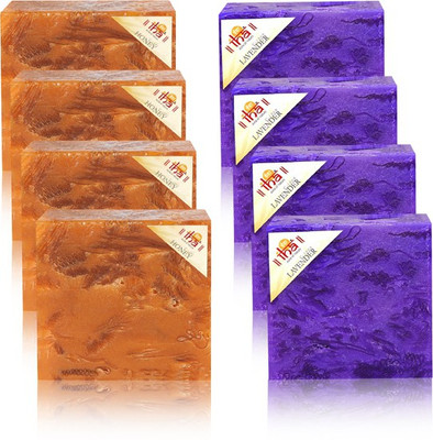 

IHA Ayurvedic Honey & Lavender Soap Pack of 8 Herbal Natural(1000 g, Pack of 8)