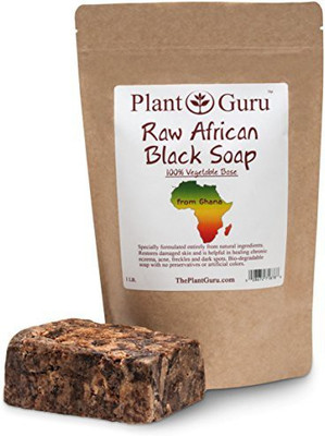 

Plant Guru Raw African Black Soap Imported From Ghana. Grade A Professionally Packaged in Quality Heat Sealed Resealable Zip Lock Pouch(440 g)