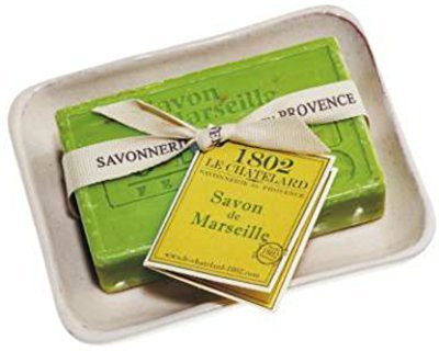 

Le Chatelard 1802 Savon De Marseille Bath Soap Bar With Ceramic Dish - Olive Leaves(100 g)