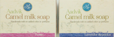 

Aadvik Camel Milk Soap (Lavender & Jojoba, Rose essential oils)(200 g, Pack of 2)