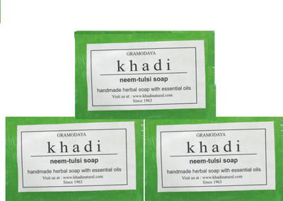 Khadi Herbal Handmade Neem-Tulsi Soap - Pack of 3(375 g, Pack of 3)