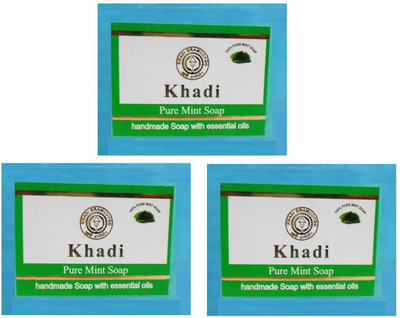 

Khadi Herbal Handmade Pure Mint Soap - Pack of 3(375 g, Pack of 3)