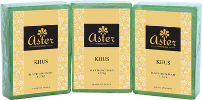 

Aster Luxury Khus Premium Handmade Soap 125g - Pack of 3(375 g, Pack of 3)