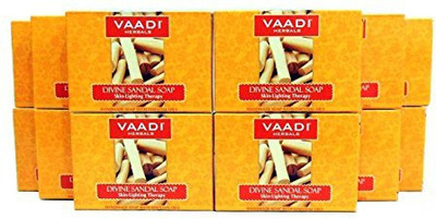 

Vaadi Herbals Sandalwood Soap (Sandalwood Oil Bar Soap) with Saffron and Turmeric Extracts - Handmade Herbal Soap (Aromatherapy) with 100% Pure Essential Oils - ALL Natural - Skin Whitening Therapy - Each - Pack of 12(960 ml, Pack of 12)