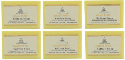 

Khadi Pure Natural Handmade Pure Saffron Soap with essential Oil(750 g, Pack of 6)