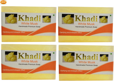 

Khadi India PREMIUM HANDMADE WHITE MUSK SOAP(500 g, Pack of 4)