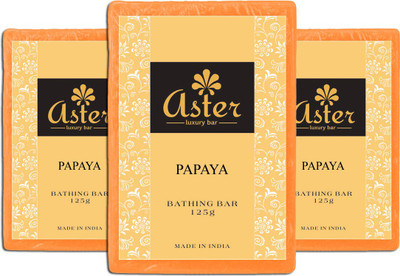 

Aster Luxury Papaya Bathing Soap - Pack of 3(375 g, Pack of 3)