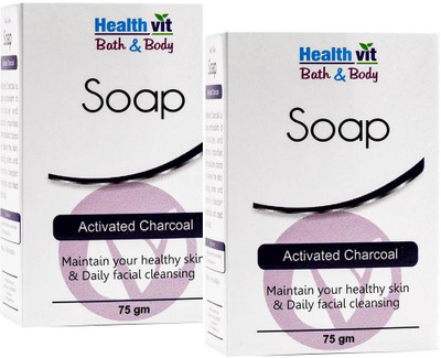 

HealthVit Bath & Body Activated Charcoal Soap 75g Pack of 2(150 g, Pack of 2)