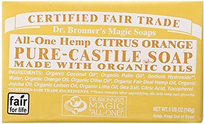 

Dr. Bronner's Magic Soaps: Pure Castile Bar Soap Organic Citrus (2 pack)(140 g, Pack of 2)
