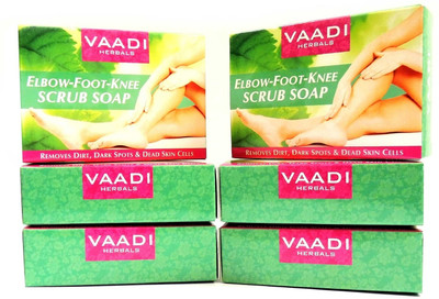 

Vaadi Herbals Elbow-Foot-Knee Scrub Soaps with Almond & Walnut Scrub - Pack of 5(75 g, Pack of 6)
