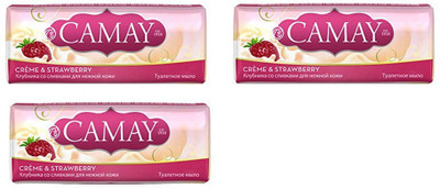 

Camay Creme and Stawberry Beauty Soap ( Pack of 3)(175 g, Pack of 3)