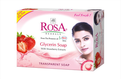 

Rosa Herbals Strawberry Glycerin Soap ( Set of 4 pcs )(100 g, Pack of 4)