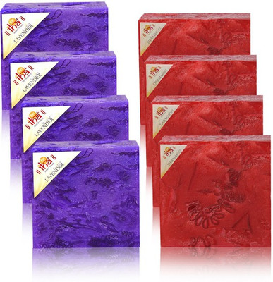 

IHA Ayurvedic Lavender & Dermasoft Rose Soap Pack of 8 Herbal Natural(1000 g, Pack of 8)