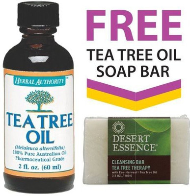 

Herbal Authority 100% Australian Tea Tree Oil + FREE Tea Tree Oil Soap Bar(60 ml, Pack of 2)