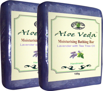 

Aloe Veda Moisturising Bathing Bar - Lavender with Tea Tree Oil - Pack of 2(400 g, Pack of 2)