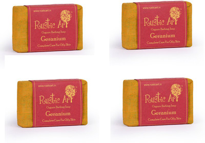 

Rustic Art Organic Geranium Soap(400 g, Pack of 4)