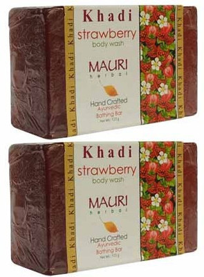 

Khadi Mauri Strawberry Soap - Pack of 2 - Premium Handcafted Herbal(250 g, Pack of 2)