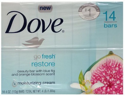

Dove Go Fresh Restore Beauty Bars with Blue Fig and Orange Blossom Scent - 14 Bars(1800 g, Pack of 14)