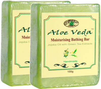 

Aloe Veda Moisturising Bathing Bar - Jojoba Oil with Green Tea Extracts - Pack of 2(Pack of 2)