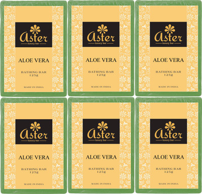 

Aster Luxury Aloe Vera Handmade Bathing Bar - Set Of 6(750 g, Pack of 6)