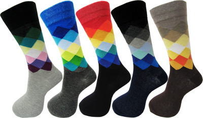 RC. ROYAL CLASS Men Self Design Mid-Calf/Crew(Pack of 5)