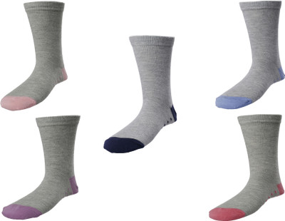 

Ezzi Feet Girls Solid Mid-Calf/Crew(Pack of 5, L. grey