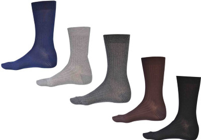 

Ezzi Feet Men's Solid Mid-Calf/Crew(Pack of 5, Black;brown;grey;light grey;navy